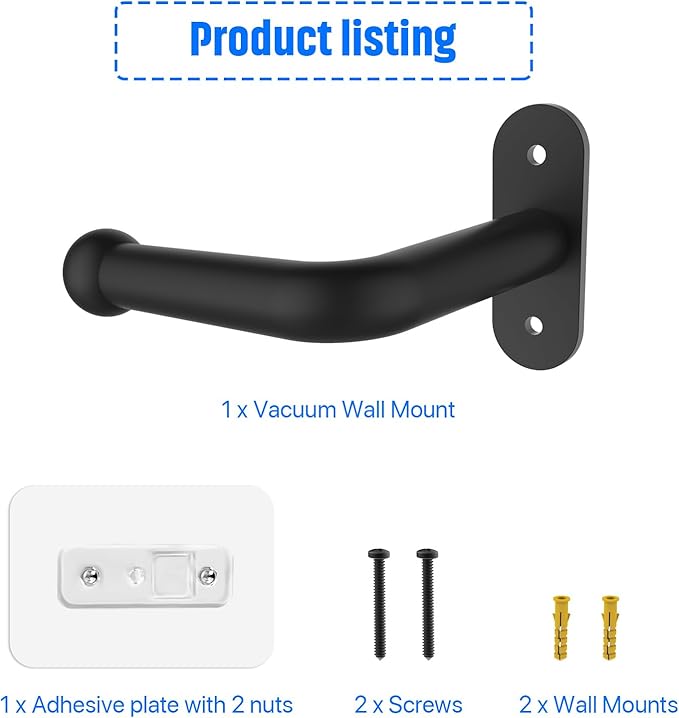 Vacuum Wall Mount Holder, Durable Vacuum Wall Mount, Compatible with Shark IX141 IZ163H IZ361H IZ462H IZ483H IZ562H IZ682H, Ultracyclone CH901 CH951 V10 V11 V12 V15 Outsize Vacuum