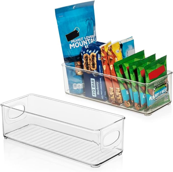 CLEARSPACE Plastic Pantry Organization and Food Storage Bin – Great Kitchen Fridge Organizer Bins, 2 Pack