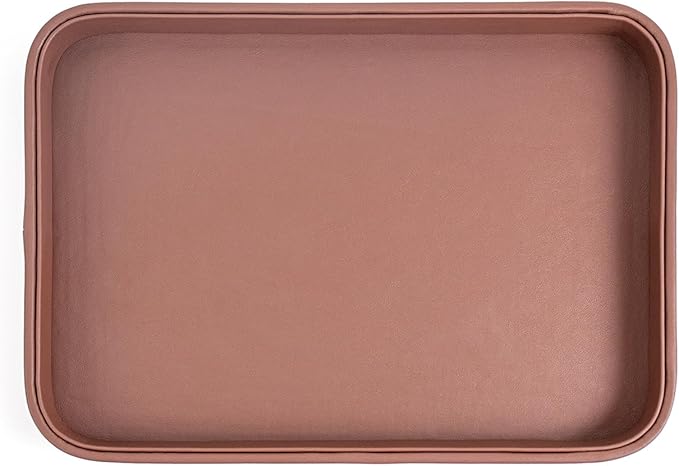 SANQIANWAN Faux Leather Valet Tray for Men Nightstand Bedside Entry Table Tray Catchall Tray for Keys,Wallet,Phone,Watch,Jelwery and Coin Gift for Dad Husband Boyfriend Uncle (Brown)