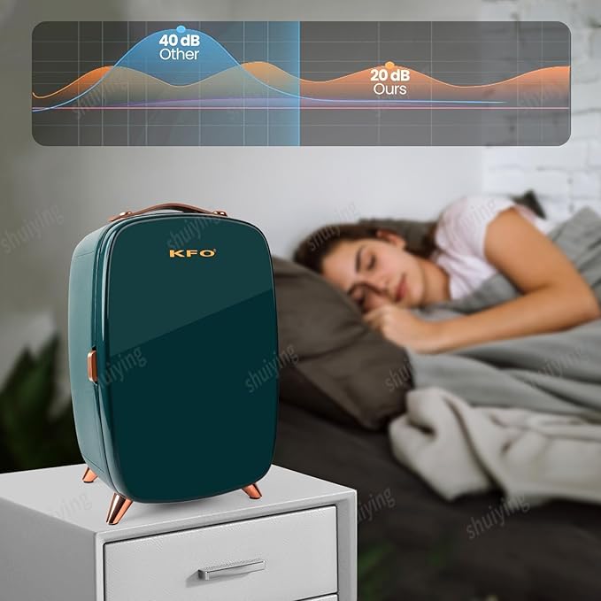 KFO Mini Fridge 6L| Pro-Style Beauty Fridge for Bedroom & Makeup | 6°C Cooling + 20dB Ultra-Quiet | 8-Can Drink or Cosmetic Storage & Adjustable Shelf