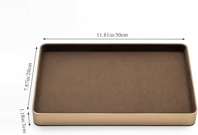 Metal Jewelry Tray, Valet Tray, Bedside Table and Desktop Organizer. It is Stackable and can be Used to Display Watches, Rings, Earrings and Bracelets（Brown）