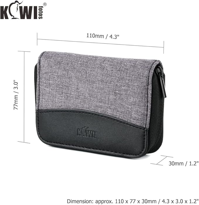 AWS Memory Card Case Holder: 28 Slots for 24 SD SDXC SDHC + 4 CF XQD - Portable Organizer with Labels - Grey