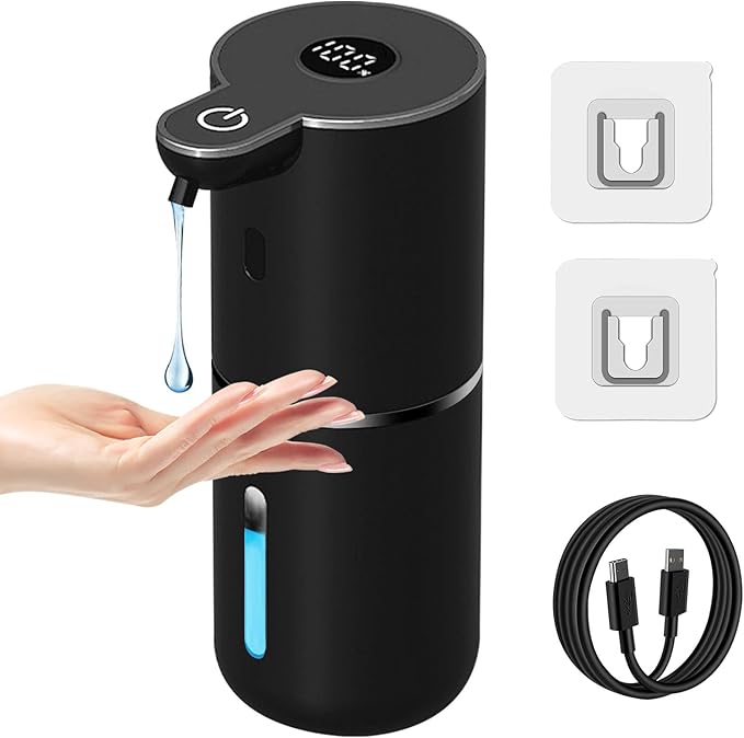 Automatic Liquid Soap Dispenser Touchless, USB Rechargeable Smart Hand Soap Dispenser, 6-Level Adjustable, 12.8oz/380mL, Compatible with Thick Thin Dish Soap for Bathroom Kitchen, Black