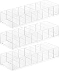 Acrylic Makeup Brush Organizers,3 Pack 8 Section 8 Compartments Transparent Plastic Lipstick Holder Clear 9.96x3.46x1.81 Inches Storage Square Cube for Bathroom Jewelry Accessories