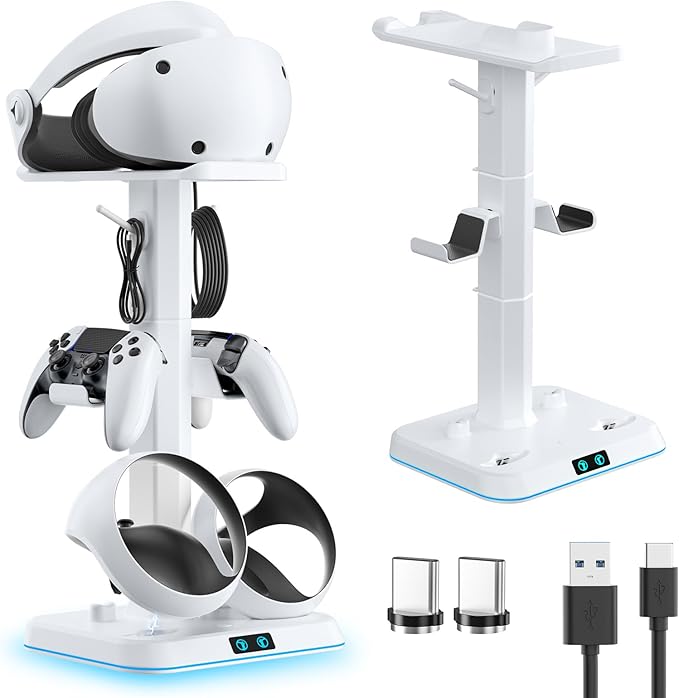 PSVR 2 Charging Station, Fast Charging Dock with Magnetic Clasp, Storage Stand for VR2 Headset & PS5 Controller with 9 RGB Modes, Includes Type-C Connectors Commodore 64 Games