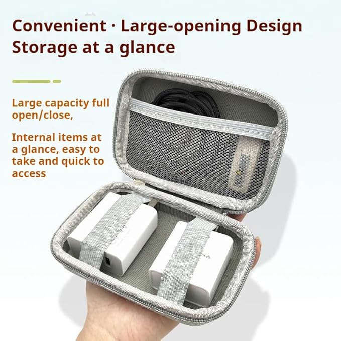 Custom Portable Protection Hard EVA Case – Personalized Logo/Text Travel Pouch for External Battery GPS, Hard Drive, USB Charging Cable – Universal Carrying Bag with Mesh Inner Pocket (Off-White)