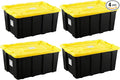 4-Pack Industrial Tote, Plastic Storage Container Bins with Lids, 27 Gallon - Heavy-Duty Organizing Containers for Home, Warehouse, and Transport