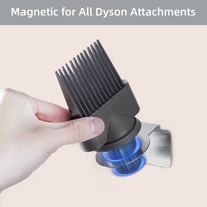 Dyson Hair Dryer Holder, Hair Dryer Wall Mount Organizer for Supersonic & Nural, Stainless Steel Dyson Blow Dryer Holder with Magnetic Rings, Waterproof & Rust Resistant for Bathroom/Salon PTALSEAW