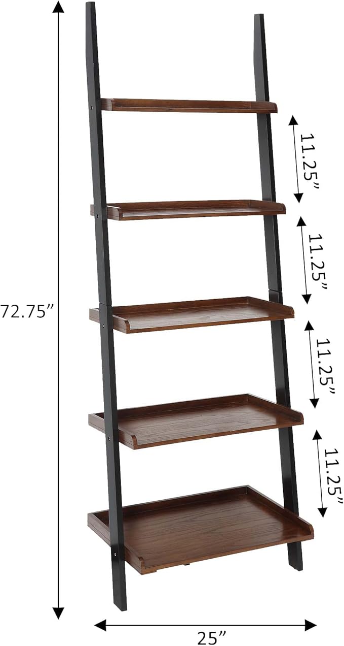 Convenience Concepts French Country Bookshelf Ladder, Dark Walnut / Black