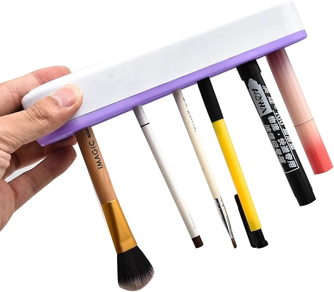 2 PCS Multi-Purpose Cosmetic Storage Box, Desktop Organizers Silicone Make Up Brush Storage Stand Desktop Storage Box for Brush,Eyeliner Pencil,Art Supplies, Painting Brush (Purple)