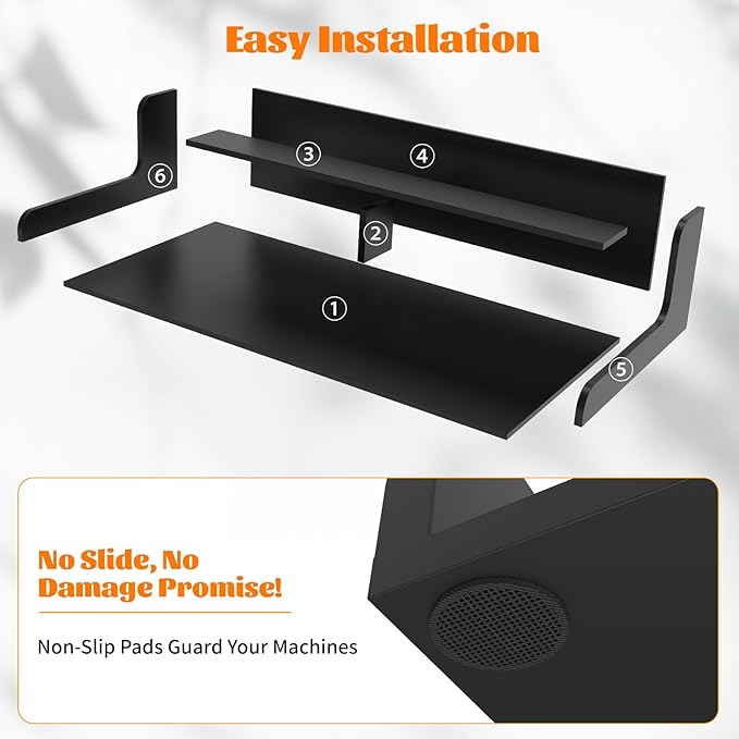 2-Tier Washer Dryer Countertop, Wood Laundry Countertop with Edge, 54" x 27.5" Top Cover for Laundry Machine, Washer and Dryer Wood Shelf Topper for Laundry Room Counter Storage Organization, Black