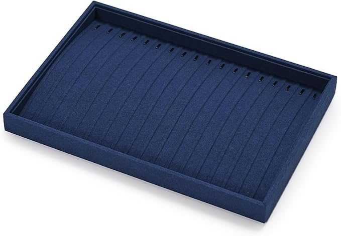 Microfiber Jewelry Trays 16 Slots Necklace Tray Necklace Bracelet Display Tray Jewelry Drawer Organizer Tray Necklace Holder for Necklace,Bracelets,Watch Storage(Blue)