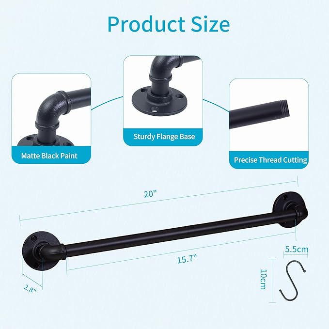 Pan Pot Lid Organizer Set of 2 Wall Mounted Industrial Pipe Kitchen Hanger Rack For Pan Pot Lid Utensils Mugs Kitchen Storage Hanging Bar With 10 Hooks