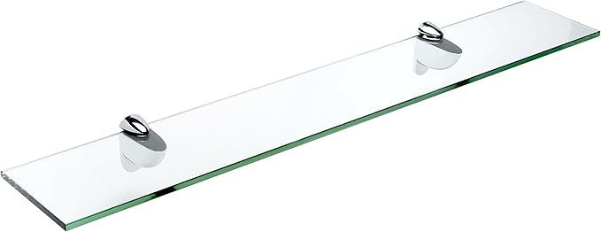 Spancraft Glass H-10x27-Chrome Heron Glass Shelf, Chrome, 10" x 27"