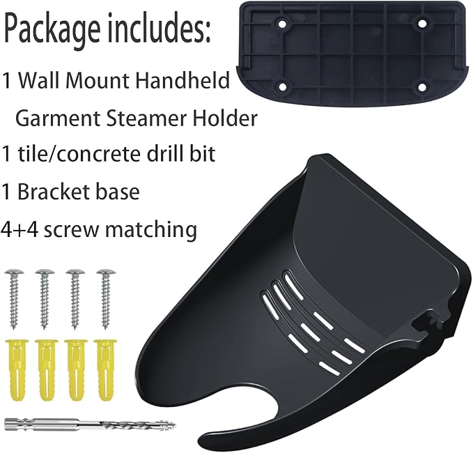 Ironing Board Hanger Wall Mount for Clothes for Conair Handheld Garment Steamer，for Laundry Rooms Storage Organizer,Garment Steamer Stand Compatible with Conair GS59X、GS59B Models (Black) (Black)