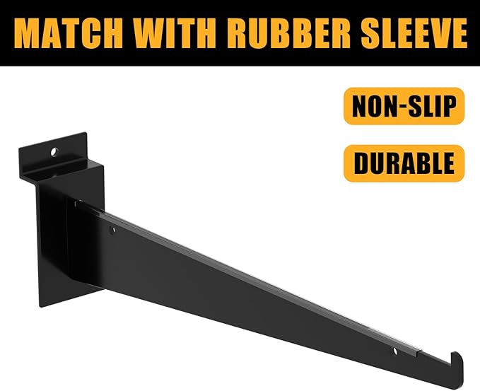 12" Black Slat Wall Shelf Brackets,10 PCS Slat Wall Brackets with Lip, Floating Metal Slat Wall Accessories