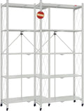 DEANIC 5 Tier Foldable Storage Shelves with Wheels, Large Capacity Shelving Unit, Freestanding Metal Wire Shelf Rack, No Assembly Organizer Rack for Garage Kitchen, Basement, Pantry(Grey Pack of 2)
