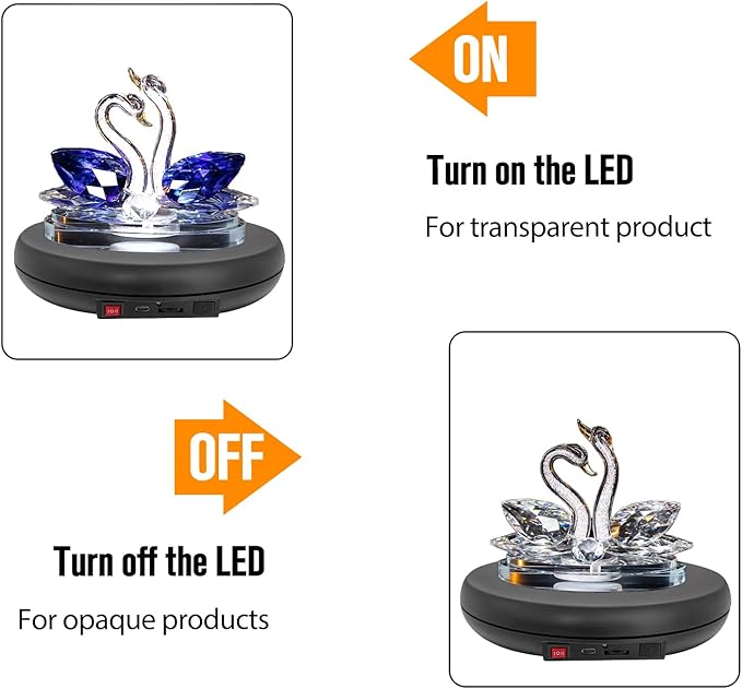 JAYEGT Motorized Rotating Display Stand with 5 Color LED Light , 10 inch /55lbs Load, 360 Degree Electronic Turntable Display Stand for Photography Products Shows, Jewelry, Watch, 3D Models, Cake