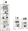 6-Tier Foldable Storage Shelves with Wheels, Folding Metal Shelf Unit, Folding Bookshelf no Assembly, Collapsible Shelves for Craft Shows for Kitchen, Bedroom, Living Room, White