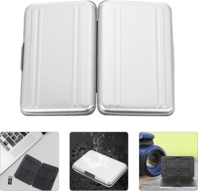 Memory Card Storage Box Case Holder Slots with TPU Inner Bracket Portable Organizer for Micro and Cards Travel Protection Silver Gray