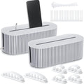 Marsui 2 Pcs Gray Cable Management Organizer Box for Hiding Wires, Home Office Desk Floor Cord Organizer, 11.8 x 5.1 x 4.3 Inch Cord Strip Protect Holder Wire Storage