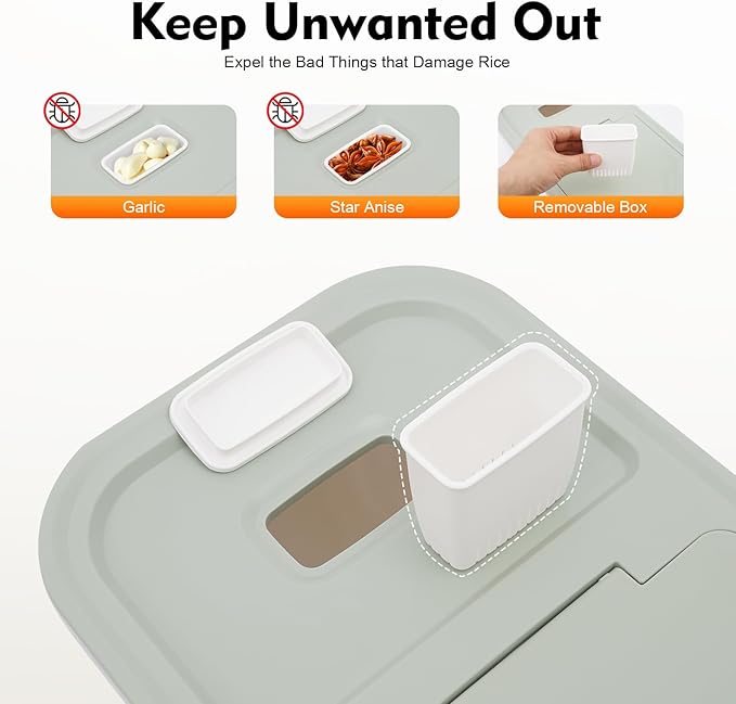 Large Storage Container 22lbs Rice Dispenser Large Rice Cereal Storage Flour Container, Rice Dispenser, Airtight Container For Food