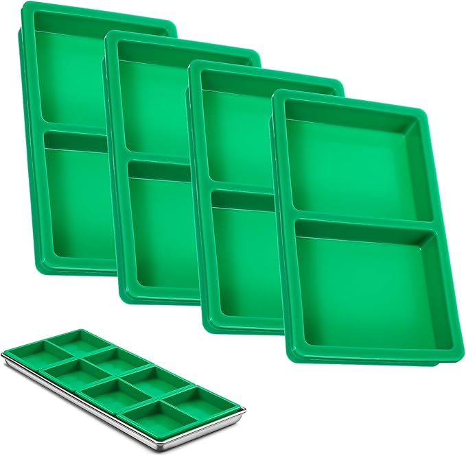 Silicone Tray Dividers for Harvest Right Freeze Dryer Medium and Small Trays, Silicones Food Molds for Harvest right freeze dryer accessories, 4 pcs Green silicone food freezer tray