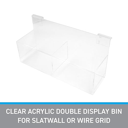 SSWBasics Clear Acrylic Double Display Bin - 14"L x 4-1/2"W x 4-1/2"D - For Slatwall or Wire Grid