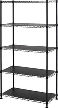 SafeRacks - NSF Certified Storage Shelves, Zinc, Heavy Duty Steel Wire Unit with Adjustable Feet, Garage or Bakers Rack, Kitchen, Pantry Shelf - (14"x30"x60" 5-Tier) (Black)