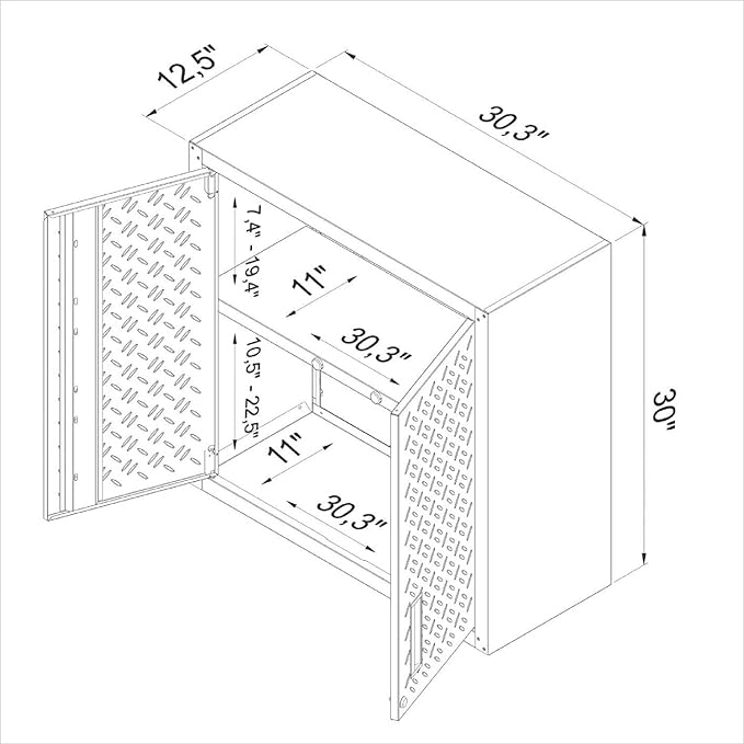 Manhattan Comfort Fortress Floating Storage Cabinet, Modern Stainless-Steel Garage Cabinet, Grey