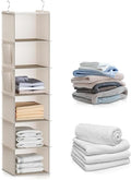 Hanging Closet Organizer 6-Shelf, Beige Storage Solution with Side Pockets for Clothes, Shoes, and Accessories, Closet Organizers and Storage, Send Goods from Local Warehouse