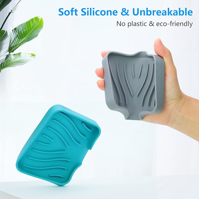 3-Pack Silicone Soap Dish Set – Bar Soap Holder with Self-Draining Design, Easy-Clean Tray for Shower, Bathroom, Kitchen, and Tub