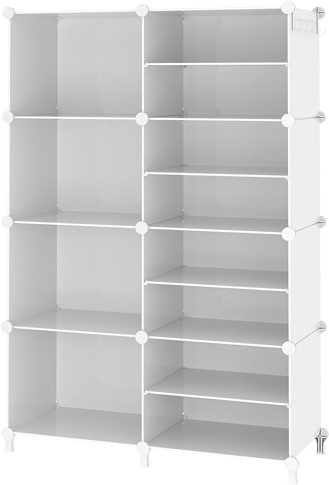 AWTATOS Closet Organizer 8 Cube Storage Shelves Closet Clothes Organizers and Storage Stackable Cubby Shelving for Closet Bedroom Living Room Office White