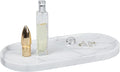 Natural Marble Tray 9.8”x4.7”x0.6” | Hand-Polished Oval Stone Tray for Bathroom Vanity & Jewelry Display – Durable, Unique Vein Patterns (Carrara White)