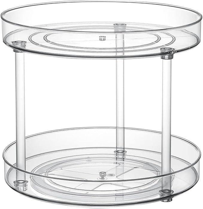 Clear Lazy Susan Turntable Organizer, Rotating Spice Rack Kitchen Pantry Organization and Storage, Medicine Cabinet Organizer, Cosmetic Makeup Organizer for Vanity, Perfume, Bathroom, Refrigerator