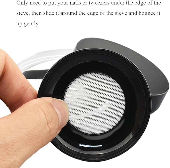 HAHIYO Empty Travel Compact Case Makeup Cosmetic Jar Refillable Powder Box No Leak Holder with Elastic Mesh Sifter and Black Lid, 2Pcs 10ml/0.34oz