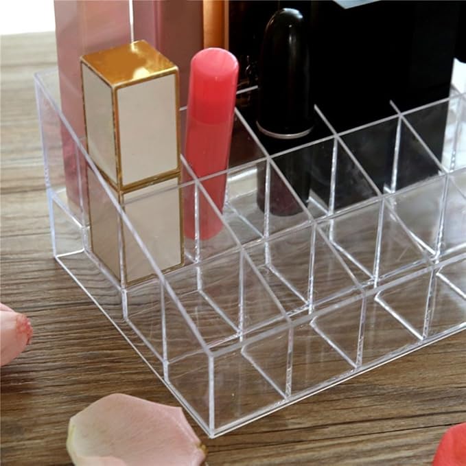 Acrylic Makeup Organizer 4 Tier Storage Rack Clear Cosmetic Shelf for Nail Polish, Lipstick, Essential Oil Bottle Holder Desktop Beauty Organizer with Railing to Tipping