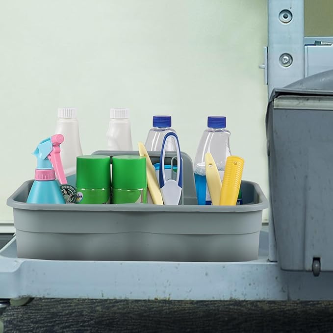 Hespama 6-Pack Cleaning Storage Caddy with Handle, Plastic Easy Carry Cleaning Caddy