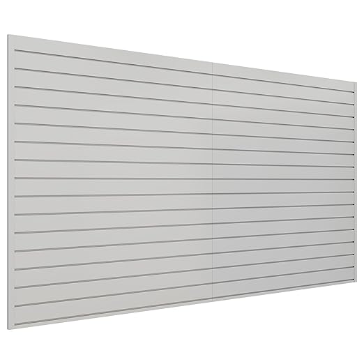 Slatwall Panel 8 FT x 4 FT, Interlocking Slat Wall Paneling, Wall Mounted PVC Wallpanel, Suitable for Garage Storage and Organizer, Slatwall Board, Shelves - Grey