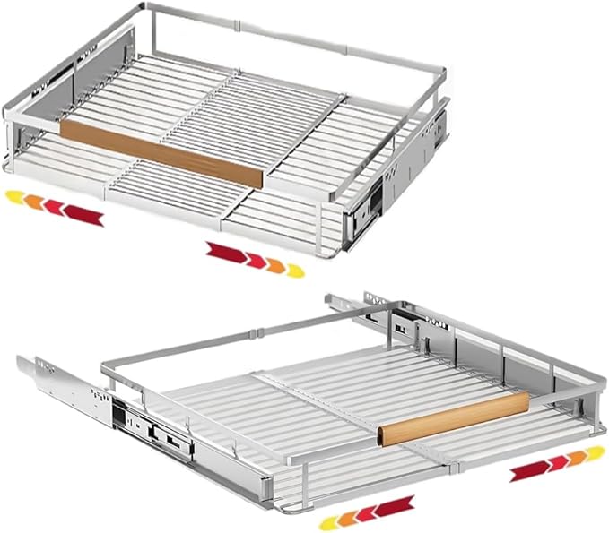 2 Pack Expandable Pull Out Cabinet Organizer，Side Mounting 17.1~28"x22.5"Cabinet Pull Out Shelves, Expandable Slide Out Spice Rack for Kitchen Bathroom Office