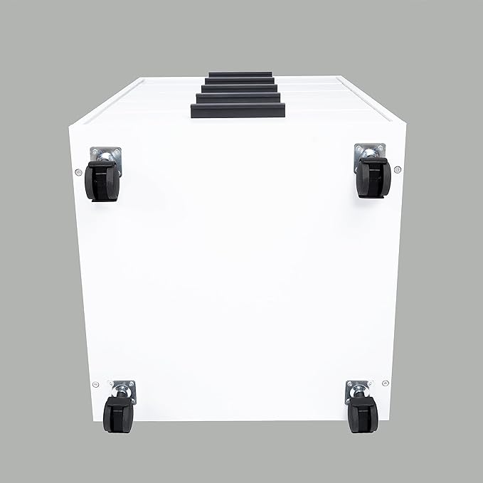 5-Drawer Rolling Under Desk Storage Cart - Mobile Organizer with Lockable Casters, White Engineered Wood Scratch-Resistant for Home Office Dorm Studio, 15.7 x 15.7 x 26 Inches