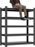 Metal Garage Shelving Unit,78"H Heavy Duty 5-Tier Adjustable Storage Rack,18"D x 48"W x 78"H Steel Shelving,3000 lbs Industrial Shelves for Heavy Tools and Equipment,Ideal for Garage, Basement,Black