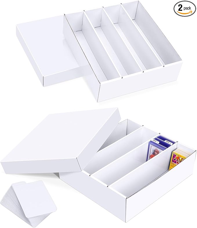 Trading Card Storage Box, 3200 Count Cardboard Storage Box with Divider for Sports, Tcg, Mtg Card(2 Pack)