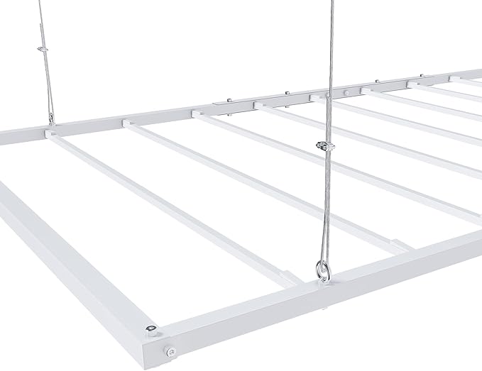 Montary 6x3 FT Overhead Garage Storage Rack for 10-12 FT Ceiling, Adjustable Ceiling Storage Rack with Safety Lock, 270LBS Capacity All-Steel Construction Heavy-Duty Garage Lifting Organizer