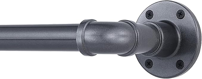 Industrial Curtain Rod, Curtain Rods for Windows 28 to 48 Inch, Rustic Wrap Around Curtain Rod, Fits Blackout Curtain, Indoor and Outdoor, Size: 30-48 Inch