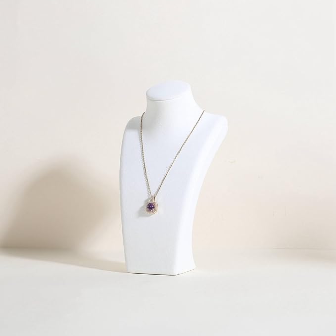 GemeShou White necklace storage organizer for sale, Velvet necklace holder stand, jewelry bust display stands, Jewelry Mannequin for Countertop, Showcase【White-Small height 7.68 inch】