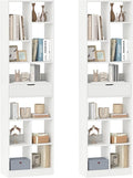 Giantex 71" Bookcase with Drawer Set of 2, Tall Freestanding Bookshelf with 10 Open Cubes, Floor Display Shelving Unit, Modern Storage Organizer for Living Room, Bedroom, Study, White