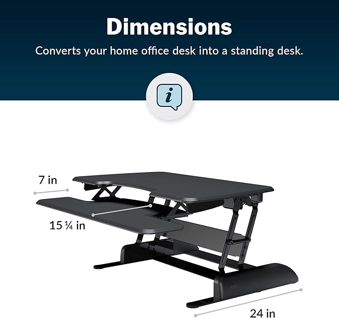 Vari - VariDesk Essential 36 - Two-Tier Standing Desk Converter for Monitor & Accessories - Height Adjustable Sit Stand Desk - Fully Assembled Monitor Riser for Home Office - 36" Wide, Black