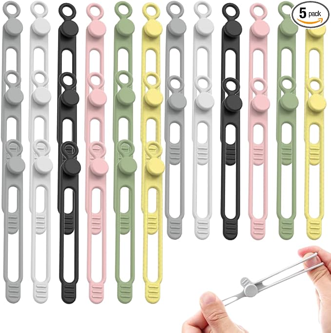 Data Cable Organizer,Multicolor Silicone Cable Ties,Reusable Cable Management Organizers,Multipurpose Elastic Cord Organizer For Bundling Earphone/Phone Charger/Computer Cords (30PCS)