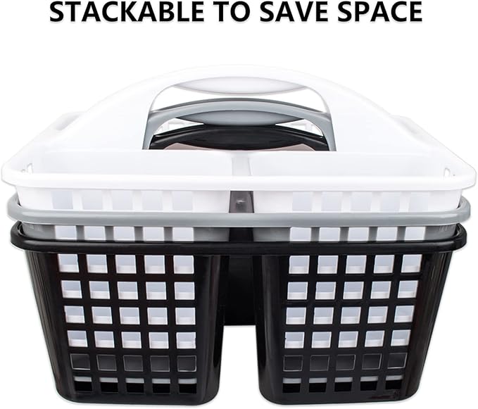 JiatuA Portable Shower Caddy Basket with Compartments Cleaning Supplies Organizer with Handle Plastic Storage Divided Tool Bin for Bathroom, Bedroom, Kitchen, College Dorm, Garden, Under Sink, Grey